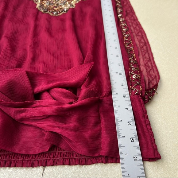 CACHE Beaded, Sequin, Layered Blouse with Tank Lining, Sheath Overlay Women’s S - Picture 5 of 7